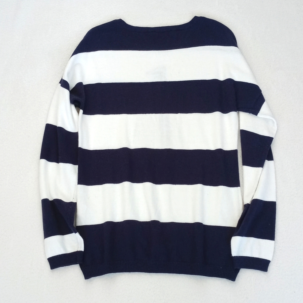 Cyrus Navy & White Stripe Sailing Yacht/ Boat Long Sleeve Nylon Blend Sweater M - Picture 3 of 13